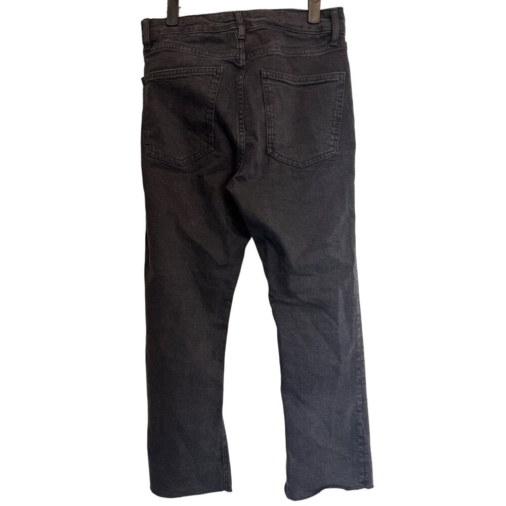 2/$30 ZARA Black Denim 6 The Dreed Flare Jeans Raw Hem & Button Fly - Picture 3 of 14